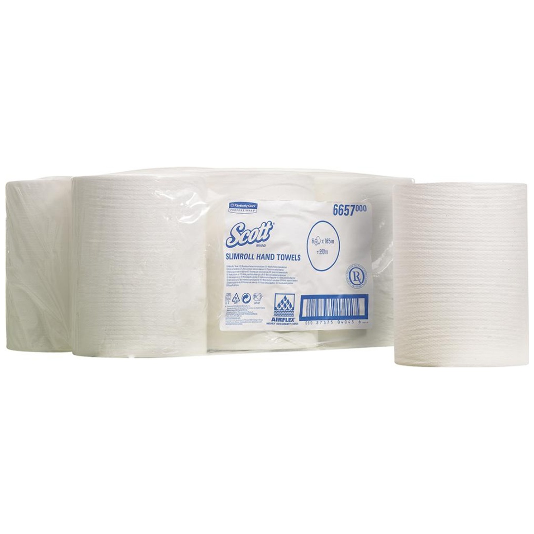 Kimberly-Clark Slimroll Rollenhandtücher SCOTT weiß 1-l. 6 Rollen f. 11833
