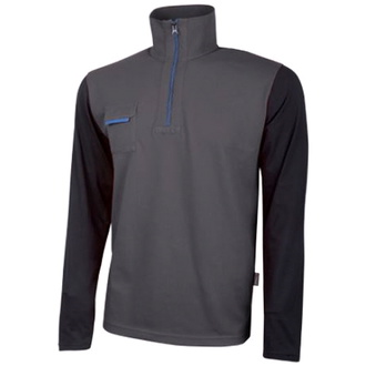 U-Power Langarm Poloshirt Easy Gr. XL grau/schwarz