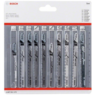 Bosch 10-tlg. Stichsägeblatt-Set Clean Cutting, T-Schaft