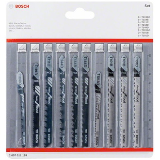 Bosch 10-tlg. Stichsägeblatt-Set für Wood, T-Schaft