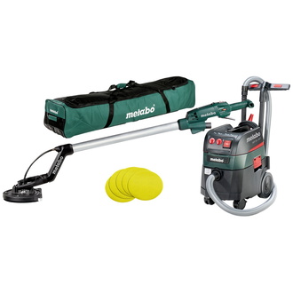 Metabo Set Langhalsschleifer LSV 5-225 + Allessauger ASR 35 L ACP, mit 25 Haftschleifblättern P 120, Werkzeugtasche