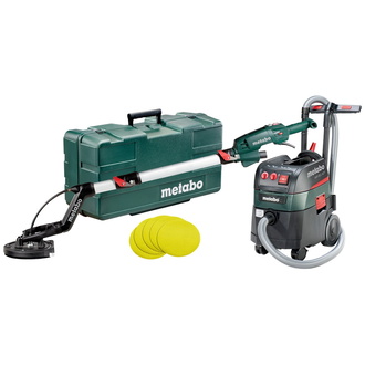 Metabo Set Langhalsschleifer LSV 5-225 Comfort + Allessauger ASR 35 L ACP, mit 25 Haftschleifblättern P 120, Kunststoffkoffer