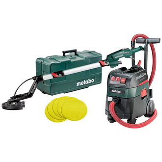 Metabo Set Langhalsschleifer LSV 5-225 Comfort + Allessauger ASR 35 M ACP, mit 25 Haftschleifblättern 225 mm P 120, Kunststoffkoffer