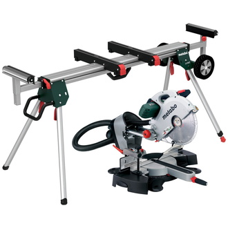 Metabo Kappsäge KGS 315 Plus Set, incl. Sägeblatt, Maschinenständer KSU 401, Zubehör, Karton