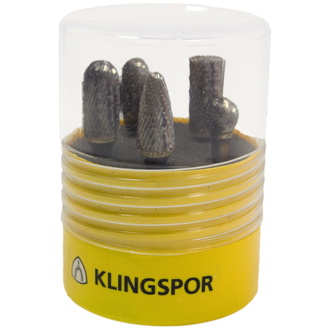 Klingspor HF100BOX5 Fräser/Kernbohrer/ Set, 9,6 x 6 mm Kreuzverzahnung