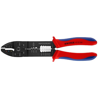Knipex Crimpzange, mit Mehrkomponenten-Hüllen, schwarz lackiert 240 mm, Oval-Crimp, F-Crimp (SB-Karte/Blister)