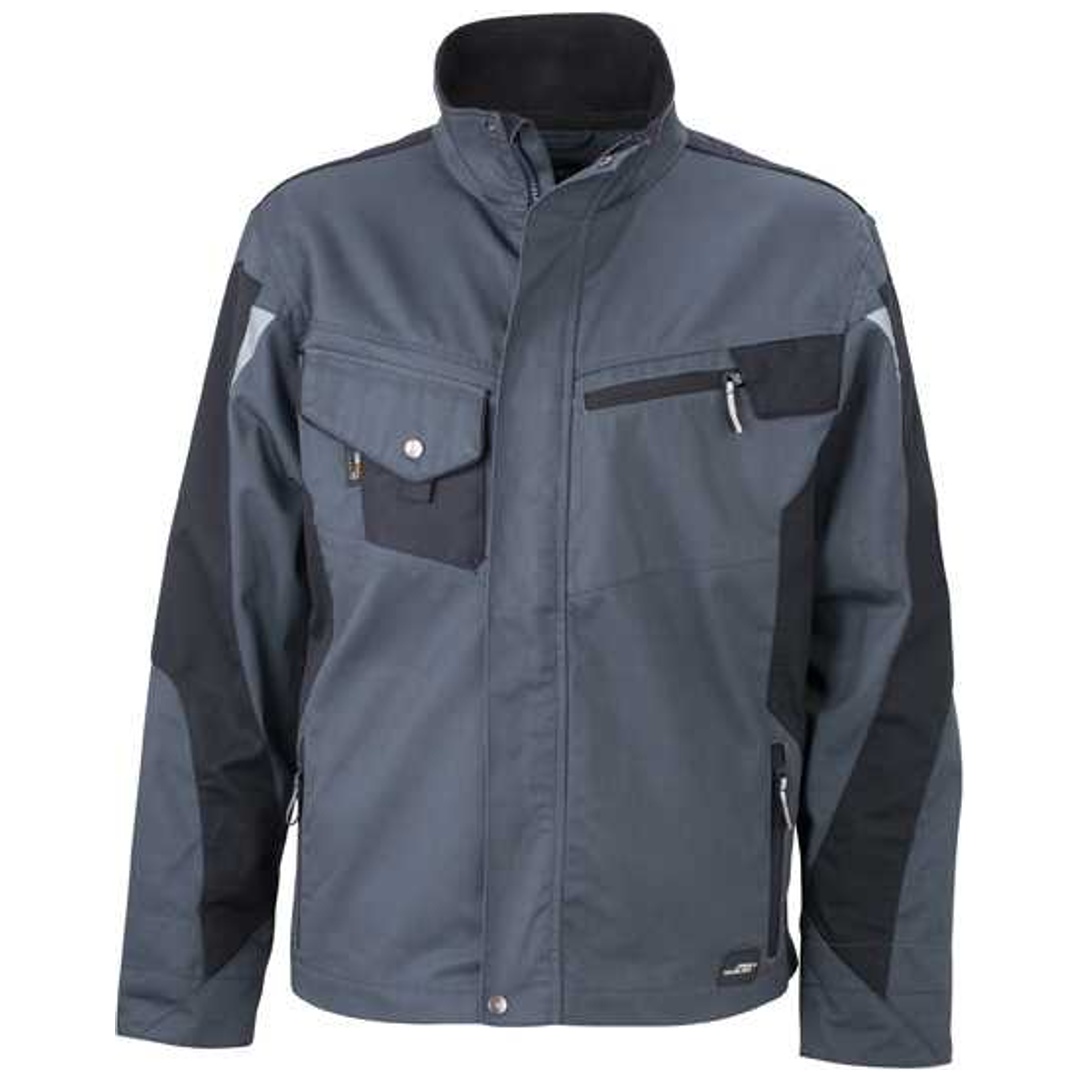 James & Nicholson Arbeitsjacke JN821 Gr. 6XL grau/schwarz