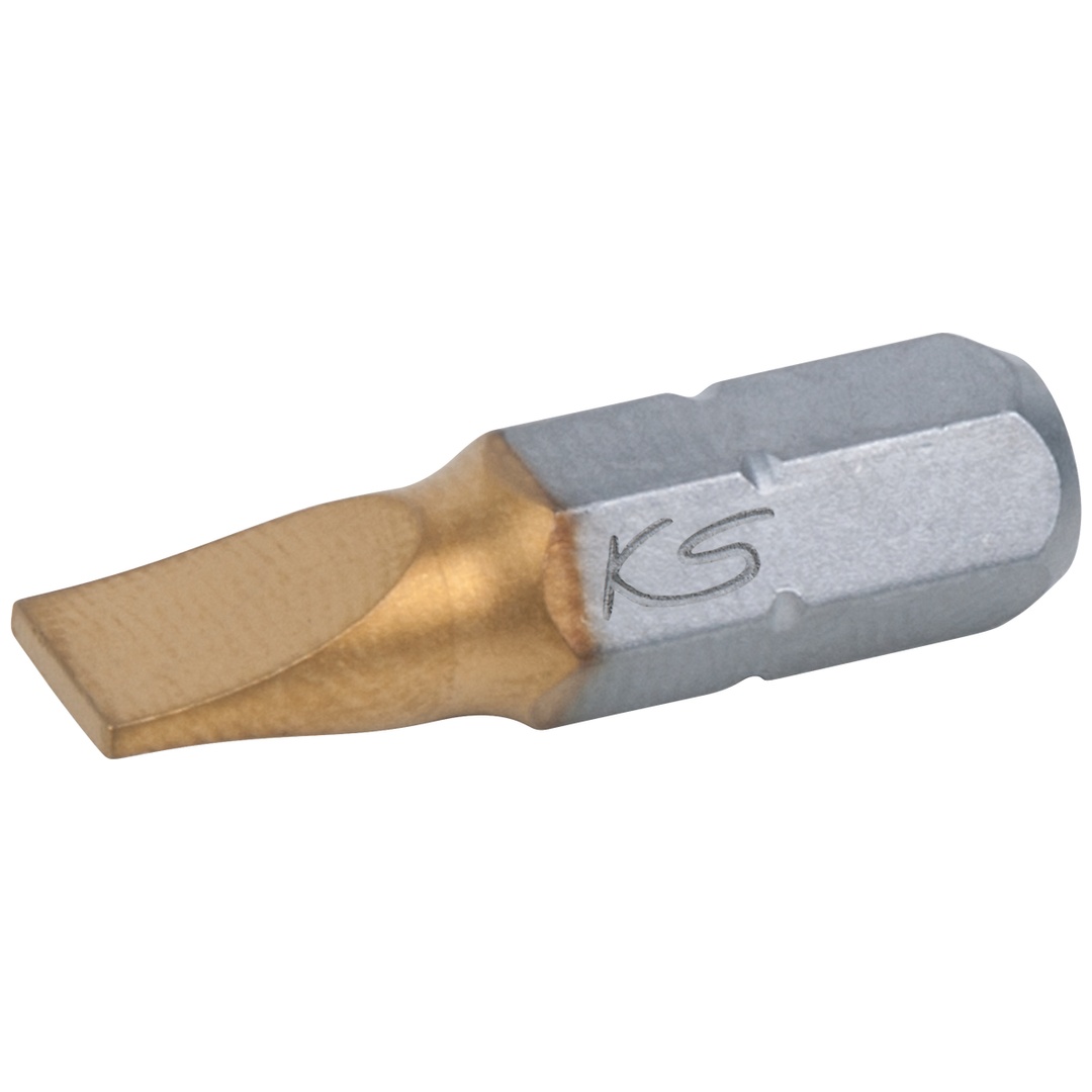 KS Tools 1/4 TiN Bit Schlitz, 25 mm, 4 mm, 5er Pack