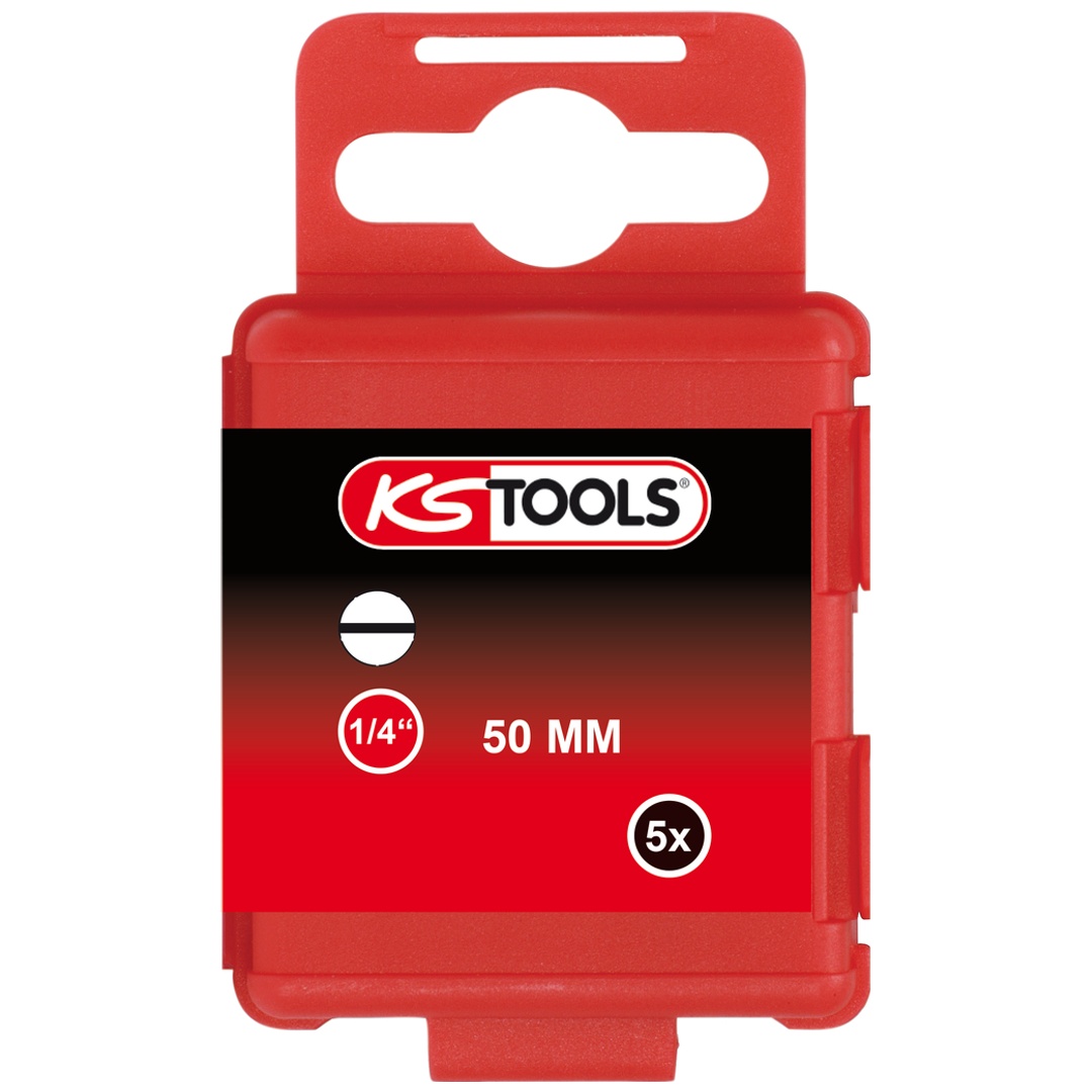 KS Tools 1/4 Bit Schlitz, 50 mm, 12 mm, 5er Pack