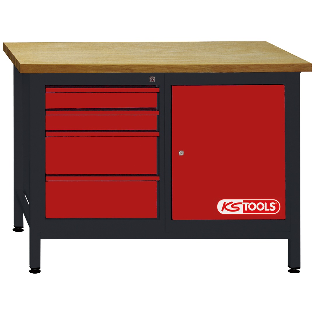 KS Tools Werkbank mit 4 Schubladen und 1 Tür, H840xB1200xT600 mm