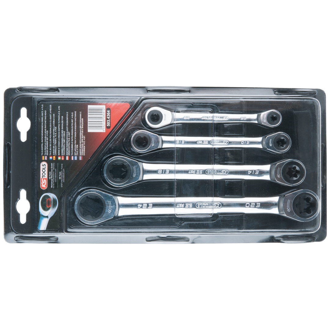 KS Tools GEARplus TX-E-Doppel-Ratschenringschlüssel-Satz, 4-tlg.
