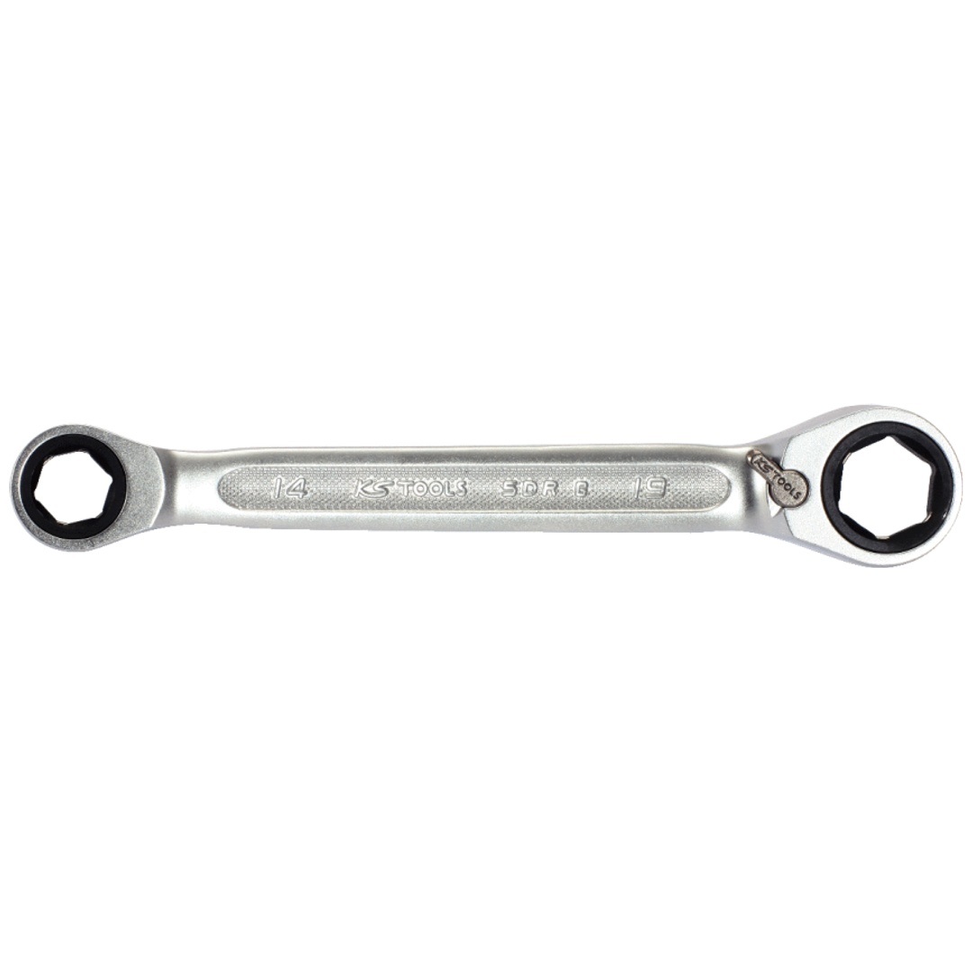 KS Tools Umschalt-Doppel-Ratschenringschlüssel SW 14 x 19 mm, mit Einsatz-Haltefeder