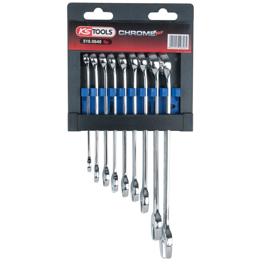KS Tools CHROMEplus Ringmaulschlüssel-Satz, abgewinkelt, 9-tlg