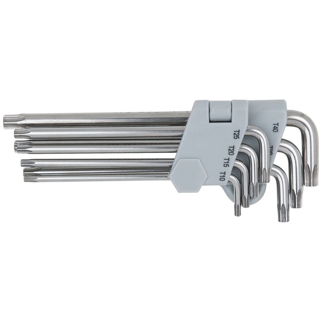KS Tools EDELSTAHL TX-Winkelstiftschlüssel mit Bohrung, lang, 7-tlg