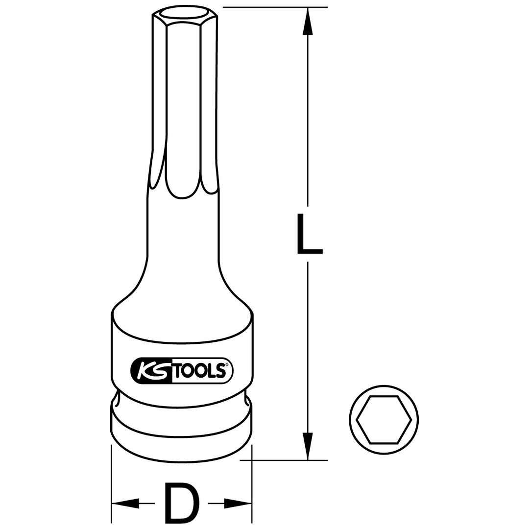 KS Tools Stecknuss – 1/2 Zoll, Innensechskant 19mm, Kraft-Bit Für Anspruchsvolle Arbeiten