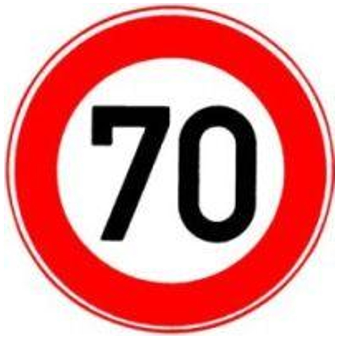 Verkehrszeichen 274-70 Ronde 600 mm, 70 km/h, RAL-Gütezeichen Folie RA2