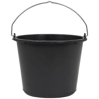 Baueimer 20 l, schwarz, mit Kreuzboden, Recycling-Kunststoff