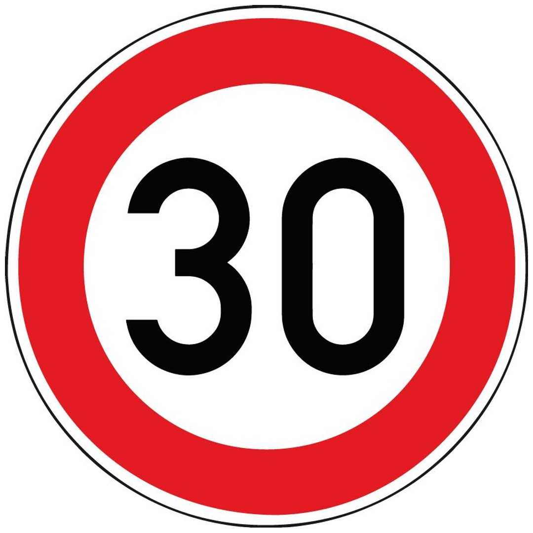 Verkehrszeichen 274-30 Ronde 600 mm 30 km/h RAL-Gütezeichen Folie RA2