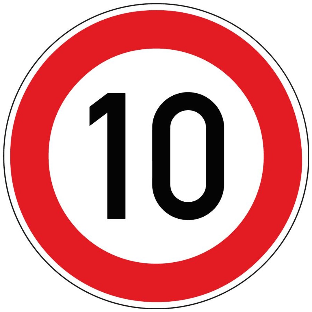 Verkehrszeichen 274-10 Ronde 600 mm, 10 km/h, RAL-Gütezeichen Folie RA2