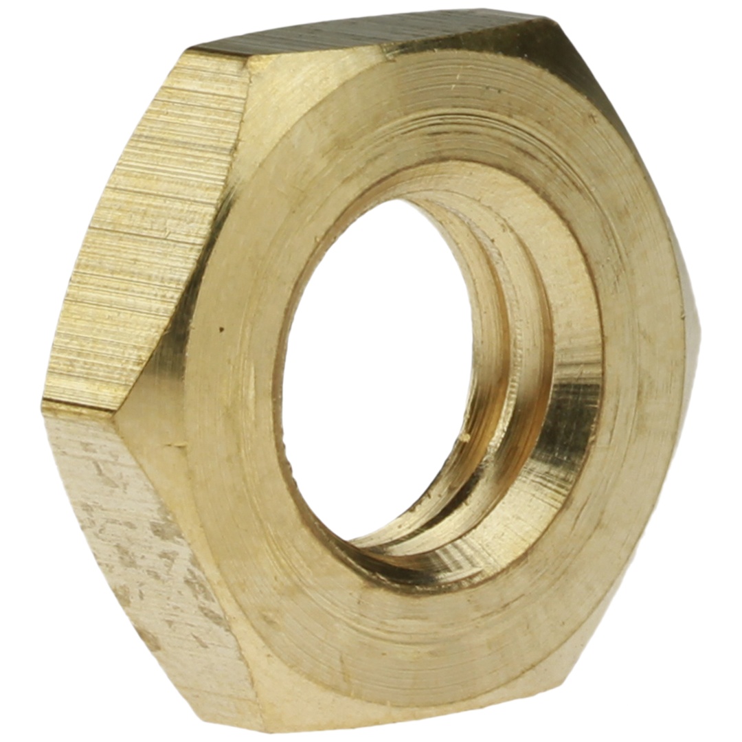 Reidl ISO 8675 Sechskantmutter Feingewinde M 14 x 1,5, mit Fase, niedrige Form, Messing blank