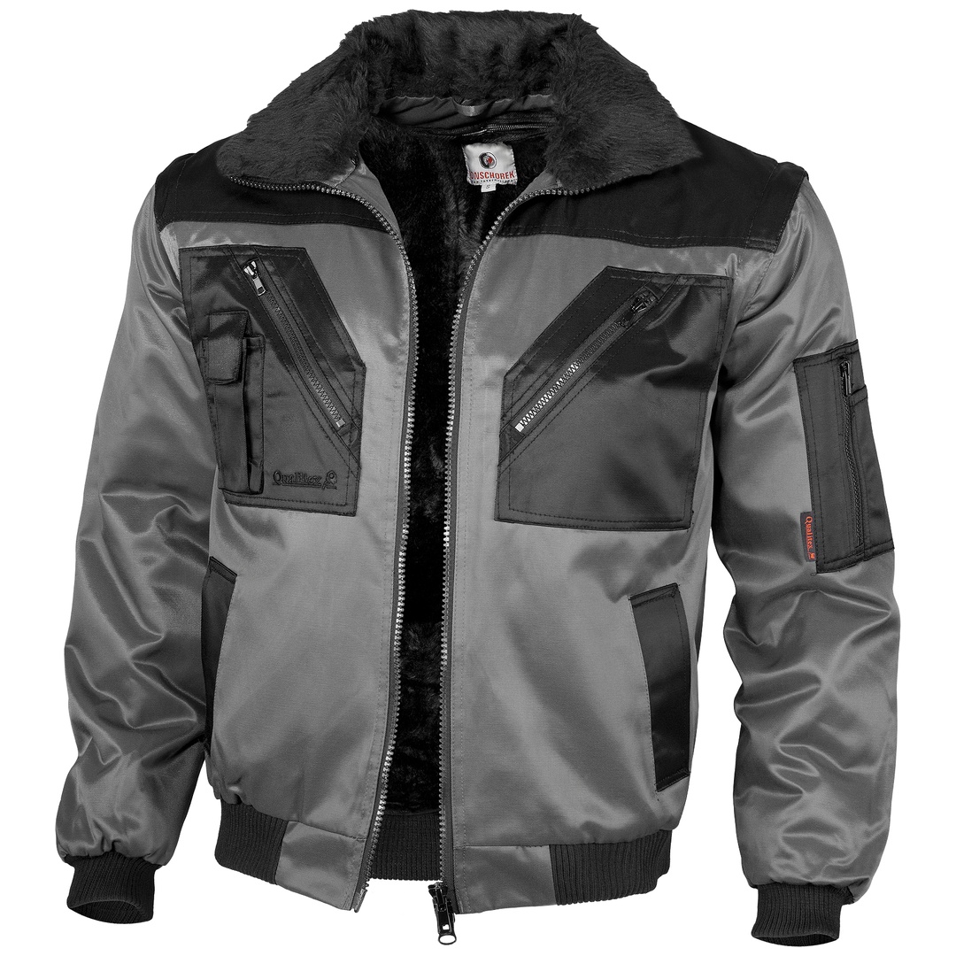 Qualitex Pilotjacke mit Teddyfutter 1000 Gr. L grau/schwarz 320456
