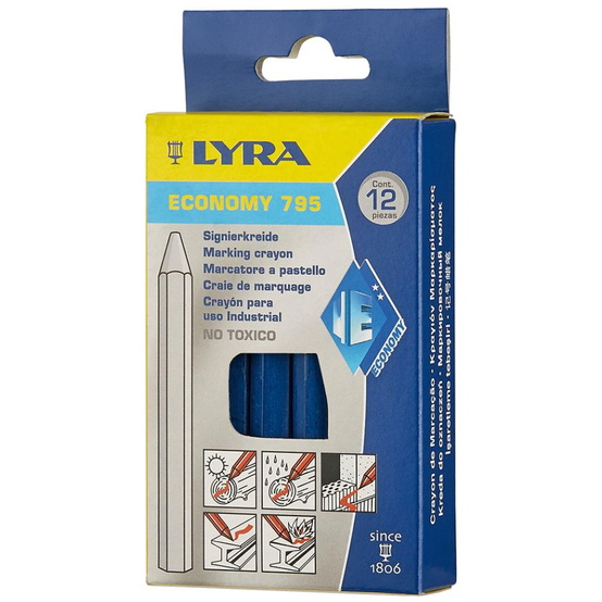 Lyra Signierkreide sechseckig Nr.795 blau a12Stück - 3