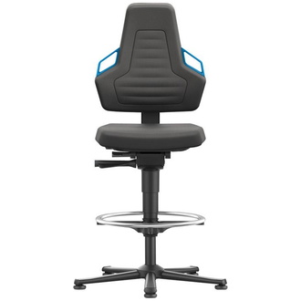 Bimos Arbeitsstuhl Nexxit 3 Griff blau Sitzhöhe 570-820 mm, Integral schwarz,Fußring