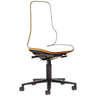 Bimos Arbeitsstuhl Neon orange,ohne Polster Sitzhöhe 450-620 mm, mit Rollen, Permanentkontakt