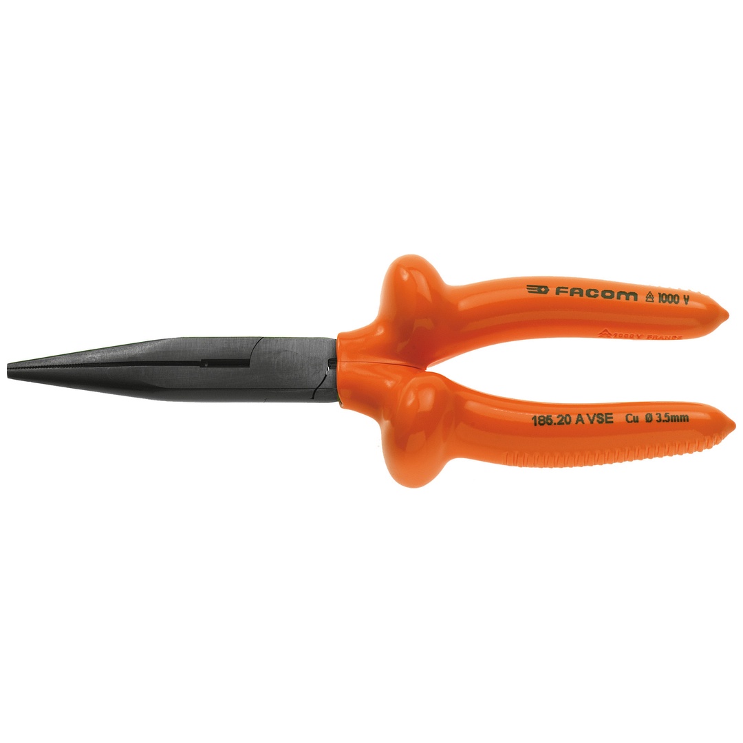 FACOM Flachrundzange 1000V isoliert 200 mm, lange gerade Backen