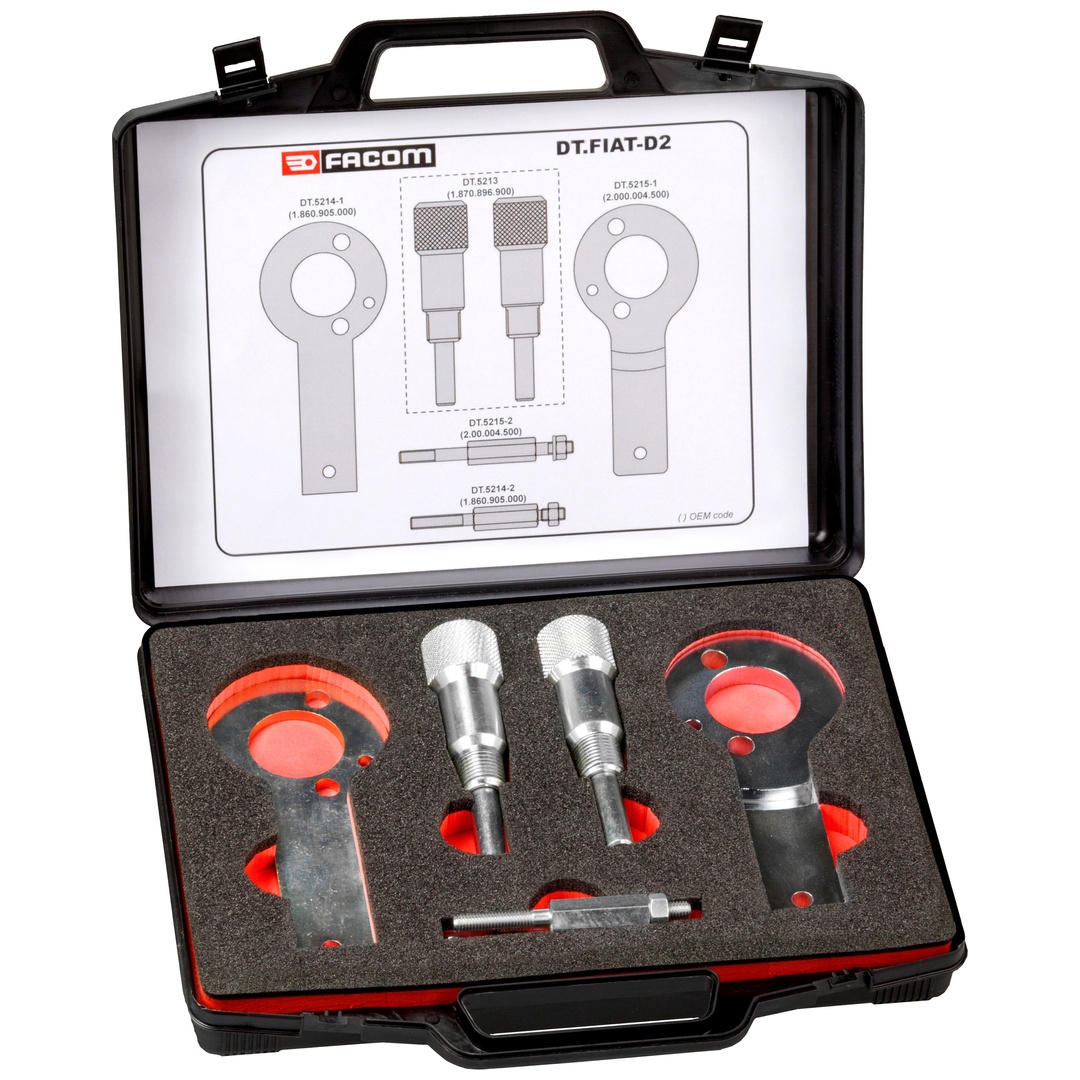 FACOM Motoreinstellwerkzeug für Dieselmotoren (mit Riemen), Fiat, Alfa Romeo, Lancia, Opel, Satz im Kunststoffkoffer