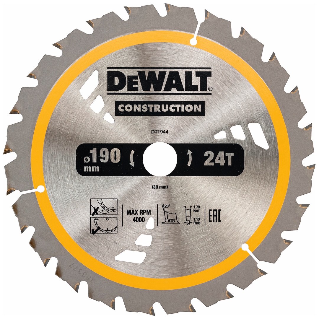DeWalt Kreissägeblatt Handkr. 190/30 mm 24WZ