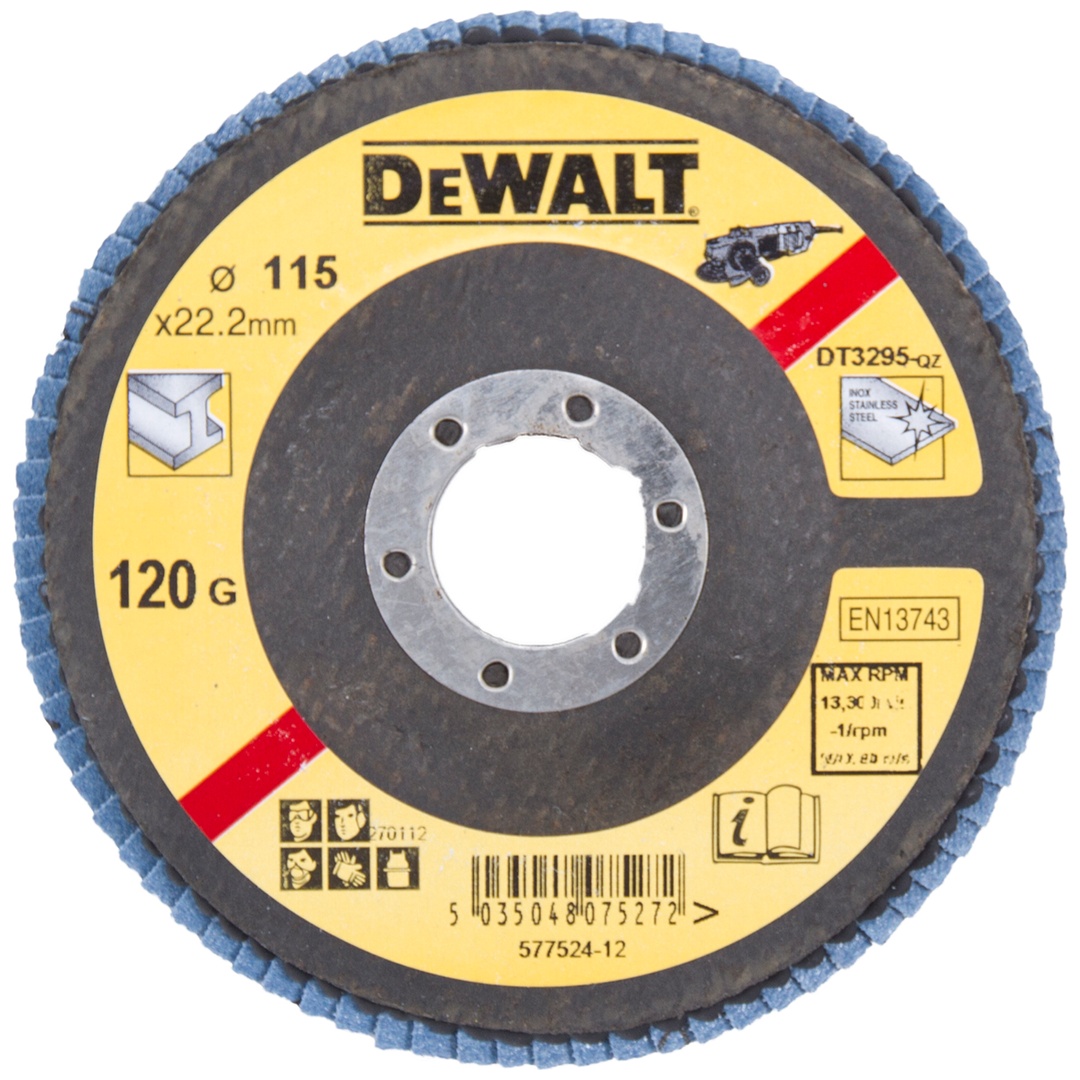 DEWALT Fächerschleifscheibe 115 mm K120 flach DT3295-QZ