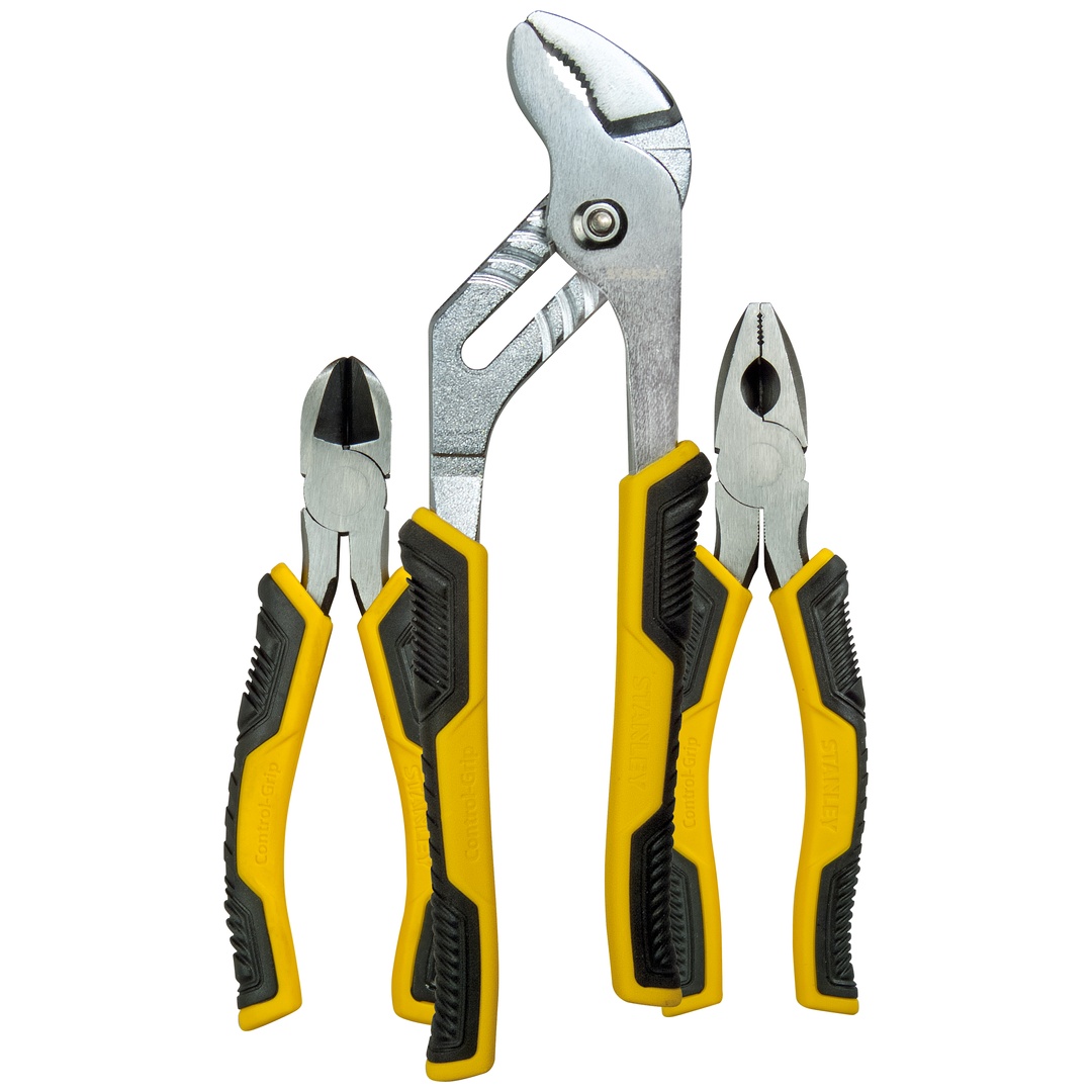 Stanley Zangenset Control-Grip, 3-tlg., Kombizange Wasserpumpenzange|Seitenschneider