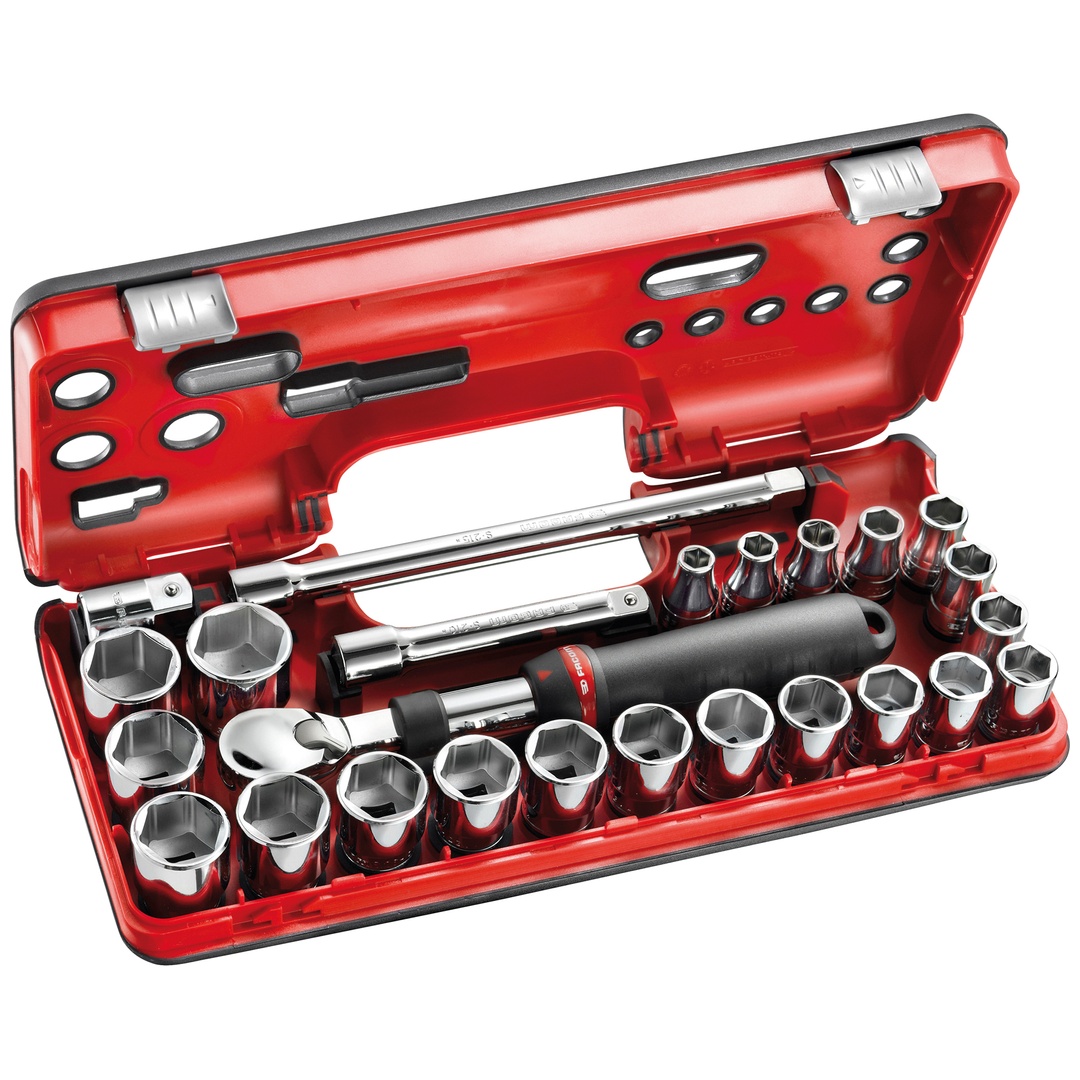 FACOM Steckschlüssel-Set 1/2 D-Box, 21-tlg., mit Umschaltknarre