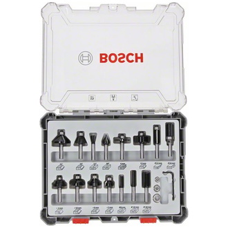 Bosch Freihandfräser-Set, 8-mm-Schaft, 15-tlg.