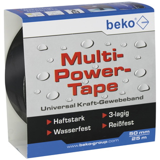 Beko Multi-Power-Tape 50 mm x 25 m, schwarz Universal Kraft-Gewebeband