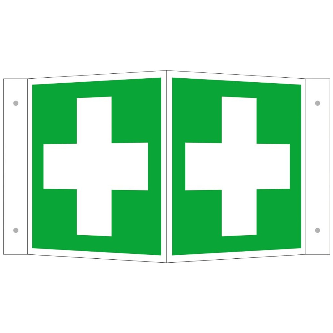 SAFETYMARKING Hinweissch-ild 200x200mm Aluminium Erste Hilfe Winkelschild nachleuchtend