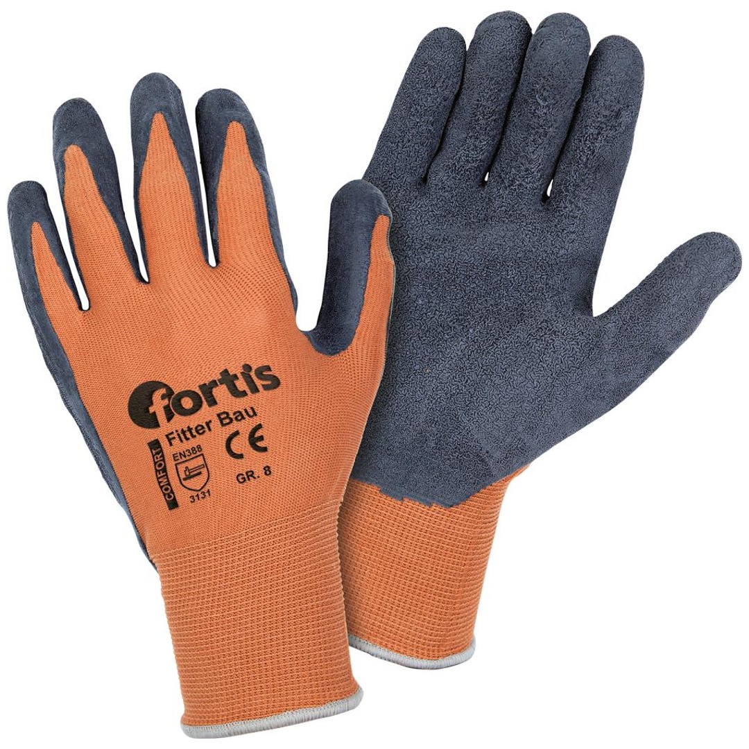 Fortis Strickhandschuh Fitter Bau MAXX Grip , Gr. 10 orange-schwarz