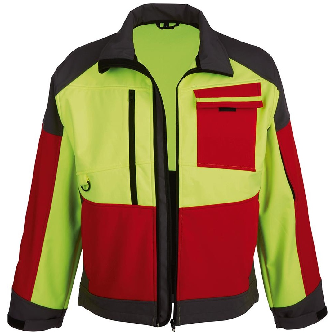 Forst-Softshell-Jacke Forest Jack Red Gr. L leuchtgelb-rot grau