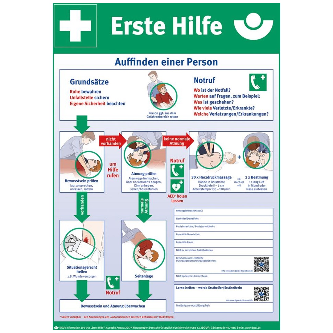 SAFETYMARKING Anleitung Erste Hilfe Kunststoff (PVC) B400xH560mm