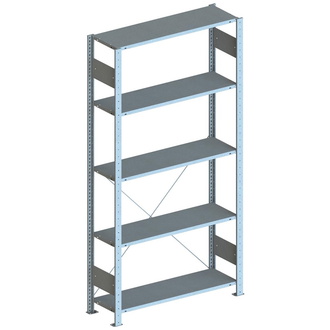 META-Regalbau Steckregal Meta-CLIP S3 B1000xT300xH2500 mm Grundfeld 6 Böden RAL7035 Fachlast 230kg