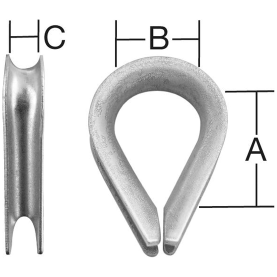 Vormann Seilkausche Edelstahl (V2A), 16,0 x 9 x 2,0, SB (2 Stk.)