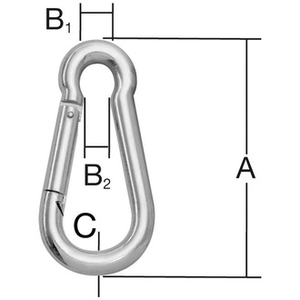 Vormann Feuerwehrkarabiner Edelstahl (V2A), 50 x 8,0/5,5 x 5,0, SB (2 Stk.)