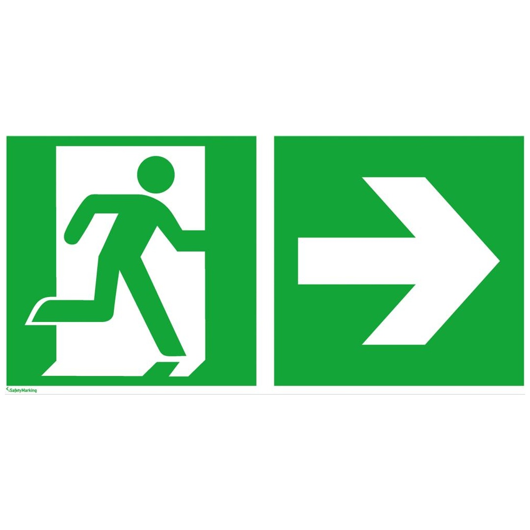 SAFETYMARKING Fluchtwegs-child B400xH200mm Alu No-tausgang rechts mit Pfeilrechts langn