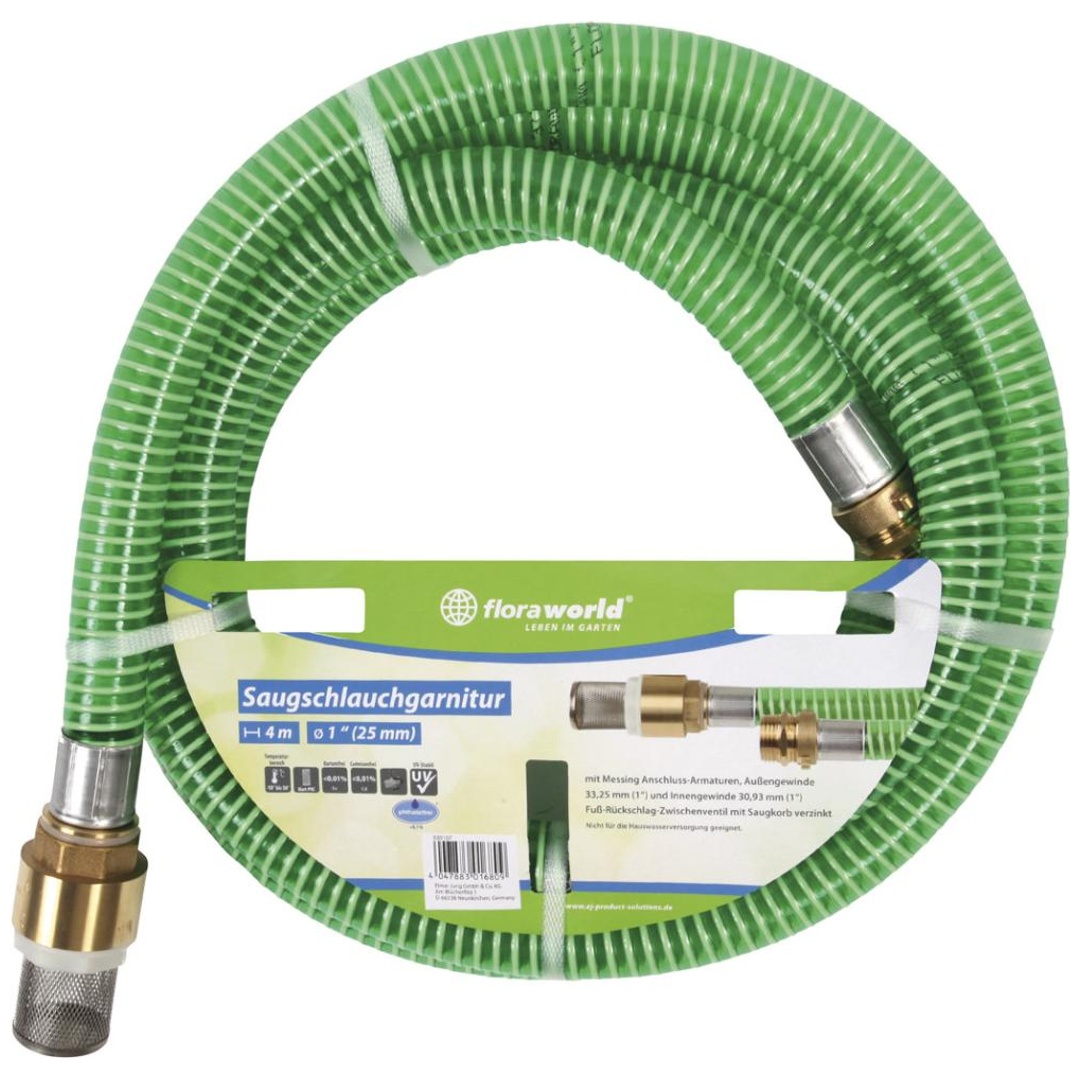 floraworld Schlauchgarnitur 4m,1 Messing-Armatur,grün