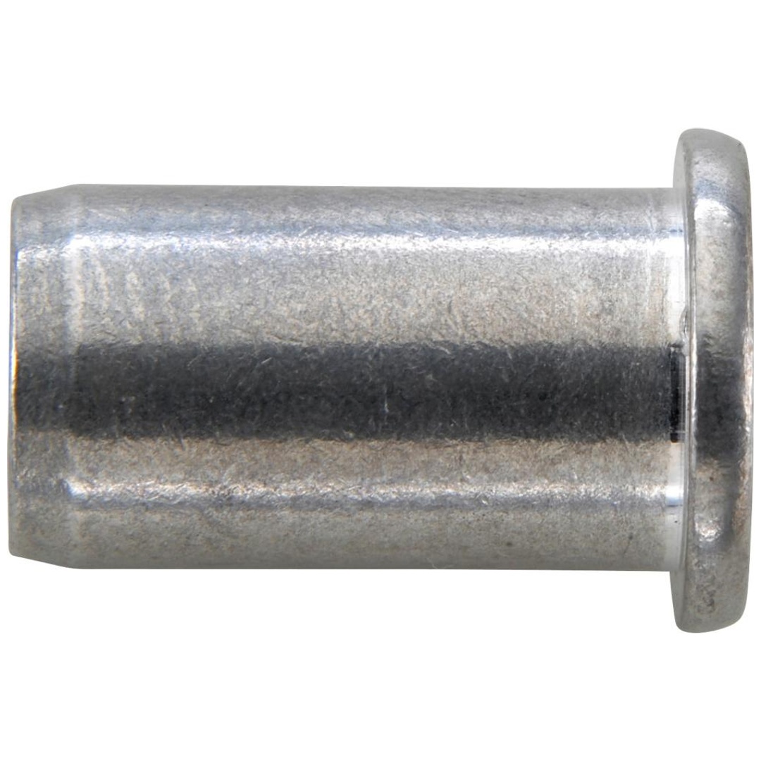 Gesipa Blindnietmutter Edelstahl blank, Flachkopf, M 4, 11 mm lang, Rundschaft, offen