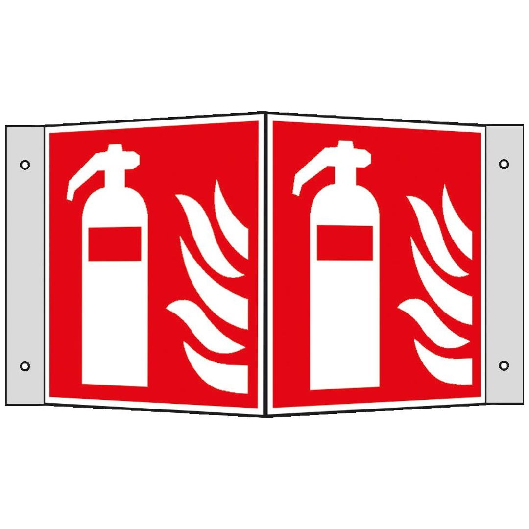 Brandschutzschild Alu B200xH200 mm, Winkel Feuerlöscher langnachleuchtend