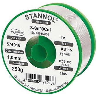 STANNOL Lötdraht KS115 3,0% 1,0 Flowtin TC250 g