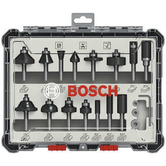 Bosch Freihandfräser-Set, 1/4"-Schaft, 15-tlg.