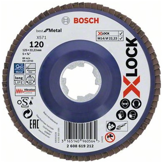 Bosch X-LOCK Fächerschleifscheibe BfM, Kunststofftragplt. D125  mm, K 120, X571, gerade